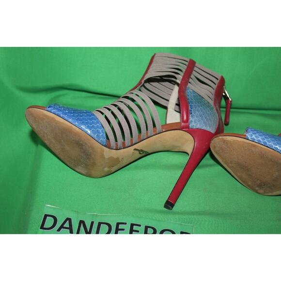 Brian Atwood Vero Cuoio Open Toe High Heel Sandals Multi Color Size Women's 6.5 - Picture 8 of 11